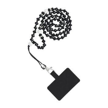 Zawieszka CRYSTAL DIAMOND do telefonu / długość sznura 74cm (37cm w pętli) / na szyję - czarny