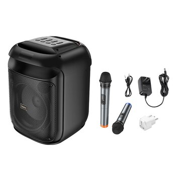 HOCO głośnik bluetooth + 2 x bezprzewodowe mikrofony HA13 czarny