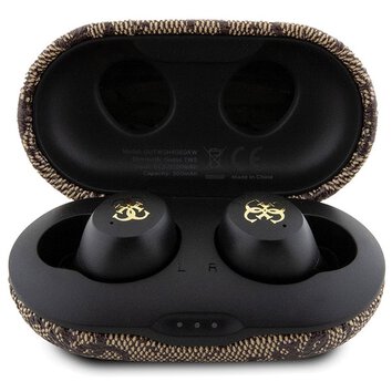 GUESS słuchawki bezprzewodowe bluetooth + stacja dokująca TWS ENC GUTWSP4EGW (4G Metal) brązowe
