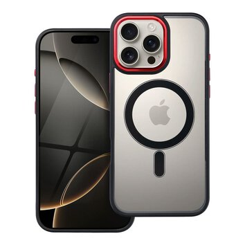 Futerał COLOR EDGE MAG COVER kompatybilny z MagSafe do IPHONE 16 Pro Max czarno czerwony