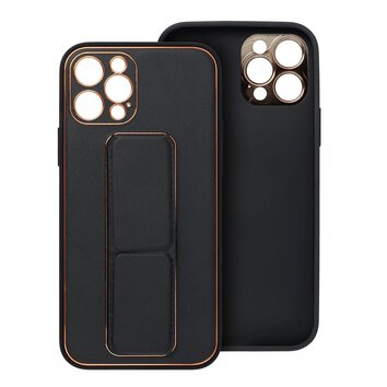 Futera LEATHER Case Kickstand do IPHONE 15 PLUS czarny