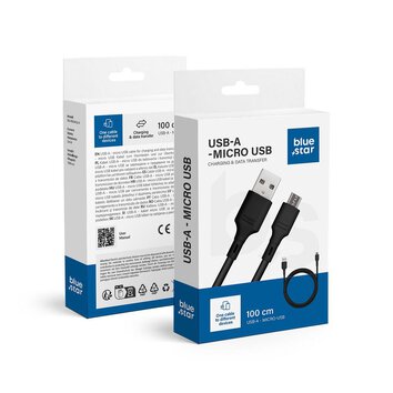 Kabel Blue Star ze zczem USB A do micro USB 2A - czarny