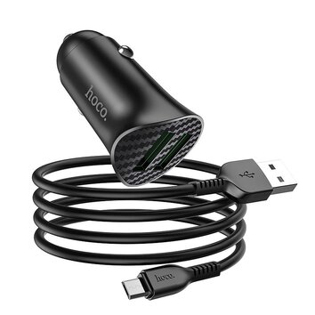 HOCO ładowarka samochodowa 2 x USB QC3.0 18W + kabel Micro USB Farsighted Z39 czarna