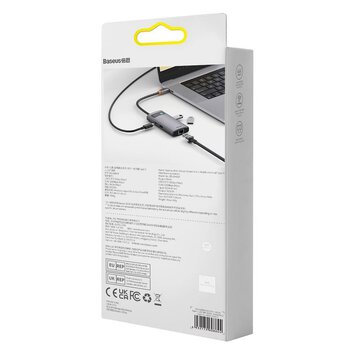 BASEUS HUB adapter przejściówka 4w1 Typ C na 3x USB3.0 / RJ45 szary WKWG070113/BS-OH067
