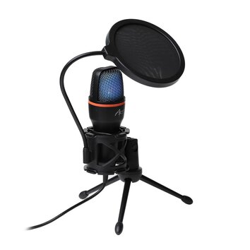 Mikrofon stojący pojemnościowy z membraną MART AC-02 trójnóg USB LED