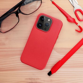 Futerał LEATHER MAG COVER kompatybilny z MagSafe do IPHONE 16 Plus czerwony