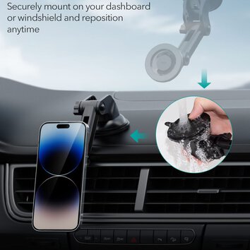 ESR HALOLOCK MAGNETIC MAGSAFE DASHBOARD ADJUSTABLE CAR MOUNT BLACK