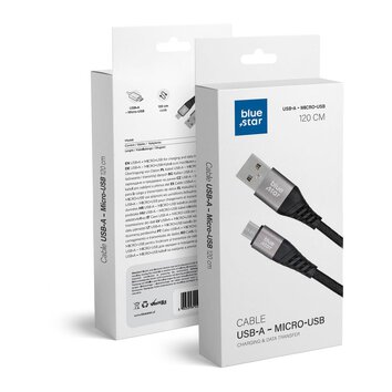 Kabel Blue Star z oplotem ze zczem micro USB 2A