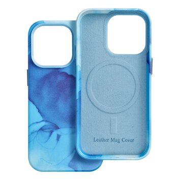 Leather Mag Cover kompatybilne z MagSafe do IPHONE 14 PRO blue splash