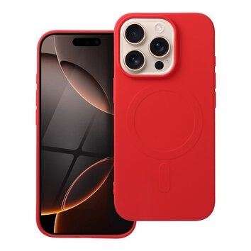 Futerał SILICONE MAG COVER (big hole) kompatybilny z MagSafe do IPHONE 16 Pro czerwony