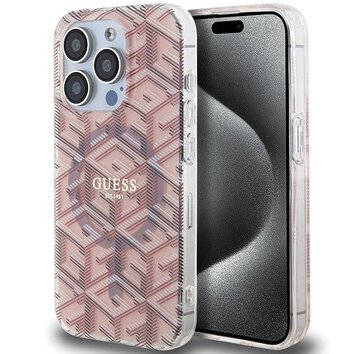 Oryginalne Etui GUESS Hardcase GUHMP15LHGCUSTGP do iPhone 15 Pro (Kompatybilny z Magsafe / IML GCUBE / rowy)