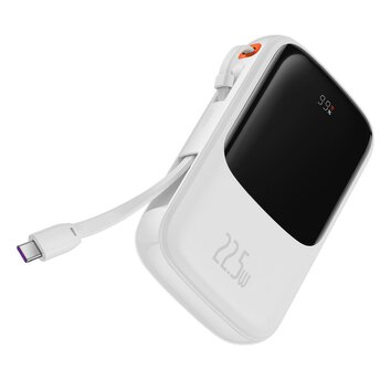 BASEUS powerbank 10 000 mAh z wbudowanym kablem Typ C + kabel USB A do Typ C PD QC3.0 3A 22,5W PPQD020102 biay