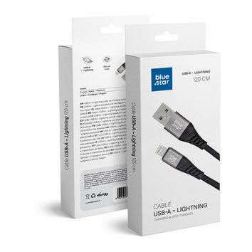 Kabel Blue Star z oplotem ze zczem USB A do Lightning 2,4A