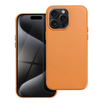 Leather Mag Cover kompatybilne z MagSafe do IPHONE 15 PRO MAX pomaraczowy