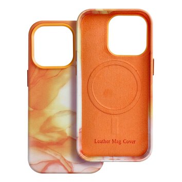 Leather Mag Cover kompatybilne z MagSafe do IPHONE 14 PRO orange splash