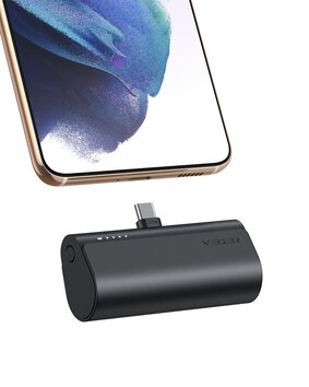 VEGER powerbank 5 000 mAh z wbudowanym zczem Typ C PD QC3.0 3A 20W PlugOn (W0556/V0556) czarny