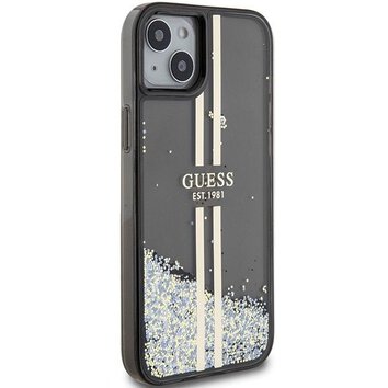 Oryginalne Etui GUESS Hardcase GUHCP15SLFCSEGK do iPhone 15 (Liquid Glitter Gold Stripes / czarny)