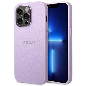 Oryginalne Etui GUESS Hardcase GUHCP14LPSASBPU do iPhone 14 PRO (Saffiano With Metal Logo / fioletowy)