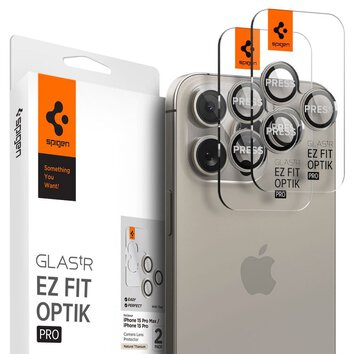 SPIGEN osłona aparatu OPTIK.TR ”EZ FIT” 2-pack do IPHONE 14 Pro / Pro Max / 15 Pro / Pro Max natural titanium