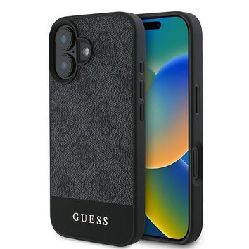 GUESS futerał do IPHONE 16 Plus GUHCP16MG4GLGR (PC/TPU 4G PU Bottom Stripe) szary