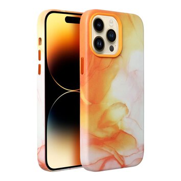 Leather Mag Cover kompatybilne z MagSafe do IPHONE 14 PRO orange splash