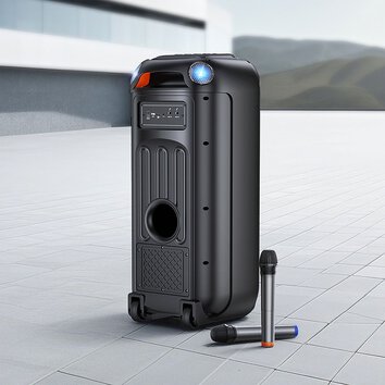 HOCO głośnik bluetooth + 2 x bezprzewodowe mikrofony HA13 Max czarny HOCO głośnik bluetooth + 2 x bezprzewodowe mikrofony HA13 Max czarny