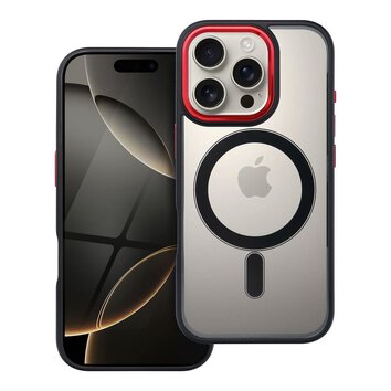 Futerał COLOR EDGE MAG COVER kompatybilny z MagSafe do IPHONE 16 Pro czarno czerwony