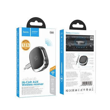 HOCO adapter AUX Jack 3,5 mm BLUETOOTH z wywietlaczem E80 czarny
