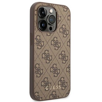 Oryginalne Etui GUESS Hardcase GUHCP14LG4GFBR do iPhone 14 PRO (4G Gold Logo / brązowy)