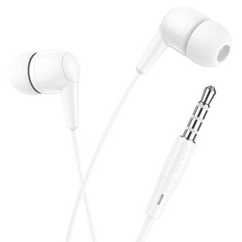 HOCO zestaw słuchawkowy / słuchawki dokanałowe jack 3,5mm z mikrofonem M97 białe