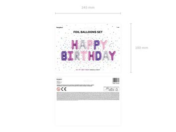 Balon foliowy dekoracja urodzinowa Happy Birthday tęczowa 340cm x 35cm