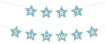 Baner napis na baby shower gwiazdki jasnoniebieskie 290cm x 16,5cm