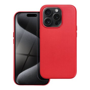 Leather Mag Cover kompatybilne z MagSafe do IPHONE 15 PRO czerwony