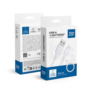 Kabel Blue Star ze zczem USB A do iPhone Lightning 2.4A - biay