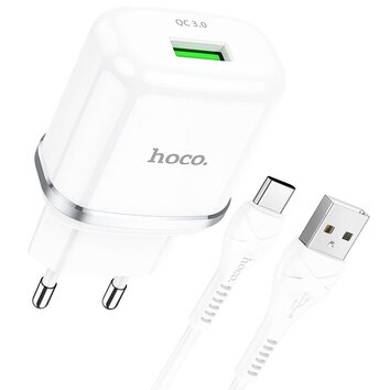 HOCO adowarka sieciowa USB A + kabel USB A do Typ C QC3.0 3A 18W N3 biaa