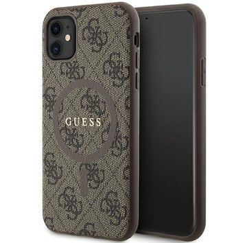 Oryginalne Etui GUESS Hardcase GUHMN61G4GFRW do iPhone 11 (Kompatybilny z Magsafe / 4G Ring classic logo / brzowy)