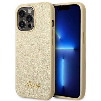 Oryginalne Etui GUESS Hardcase GUHCP14XHGGSHD do iPhone 14 PRO MAX (Glitter Flakes Script Metal Logo / zoty)