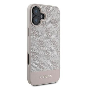 GUESS futerał do IPHONE 16 Plus GUHCP16MG4GLPI (4G PU Bottom Stripe) różowy