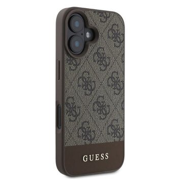 GUESS futerał do IPHONE 16 GUHCP16SG4GLBR (PC/TPU 4G PU Bottom Stripe) brązowy