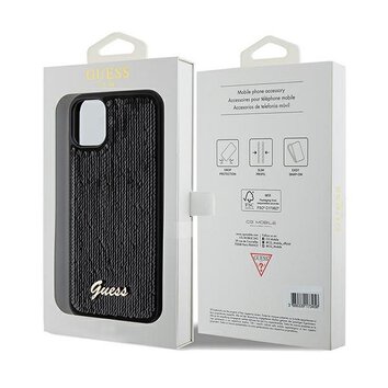 Guess nakładka do iPhone 11 GUHCN61PSFDGSK HC SEQUIN SCRIPT METAL czarna