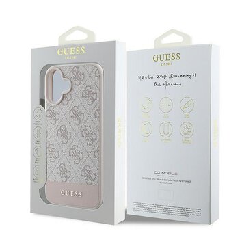 GUESS futerał do IPHONE 16 Plus GUHCP16MG4GLPI (4G PU Bottom Stripe) różowy