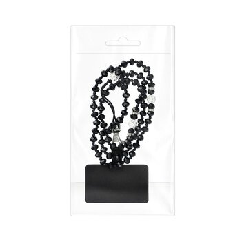 Zawieszka CRYSTAL DIAMOND do telefonu / długość sznura 74cm (37cm w pętli) / na szyję - czarny
