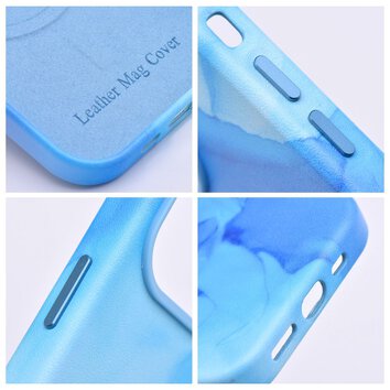 Leather Mag Cover kompatybilne z MagSafe do IPHONE 14 PRO blue splash
