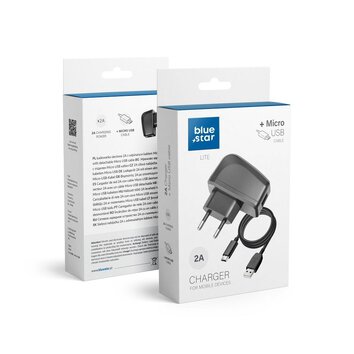 Ładowarka Sieciowa Micro USB Uniwersalna z odpinanym kablem 2A Blue Star Lite