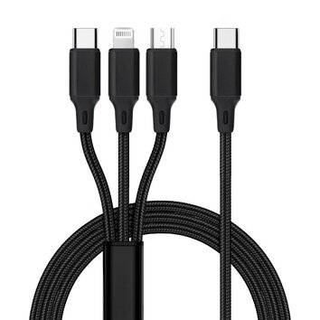 Kabel 3w1 Typ C do Lightning / Typ C / Micro USB 2,4A C171 1,2 m czarny