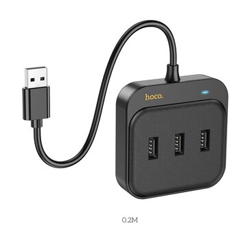 HOCO adapter HUB 4w1 USB A HB35 0,2 m czarny