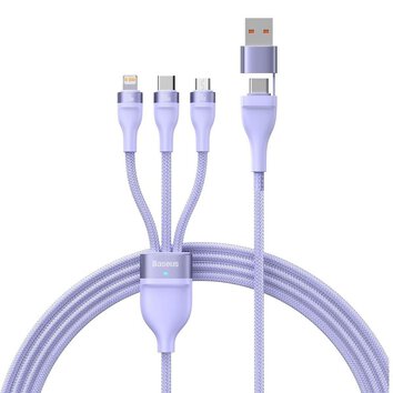 BASEUS kabel 3w1 USB A / Typ C do Micro USB / Lightning / Typ C PD QC 5A100W CASS030105 1,2 m fioletowy