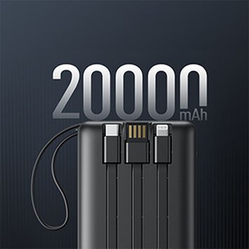 Bateria zewnętrzna (Powerbank) VEGER C20 - 20 000mAh (Micro + Typ C + Lightning 8-pin) czarny (W2047)