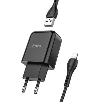 HOCO ładowarka sieciowa USB + kabel do Lightning 8-pin 2.1A N2 Vigour czarna.