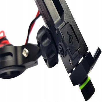 Aluminiowy uchwyt na telefon do motocykla, roweru, hulajnogi z ładowarką USB - model GRIP+